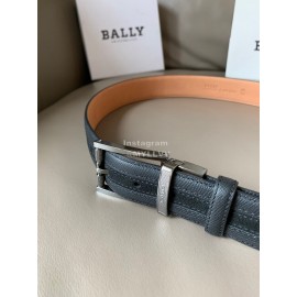 Bally New Calf Leather Stripe Pin Buckle 34mm Belt Gray