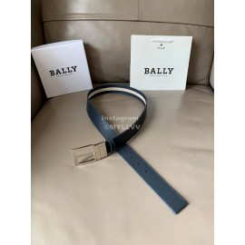 Bally Fashion Calf Leather Stripe Silver Pin Buckle 34mm Belt Blue