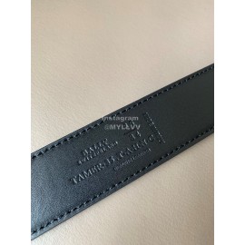 Bally Calf Leather Stripe Silver Pin Buckle 34mm Belt Gray