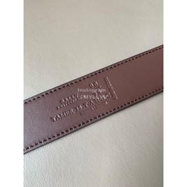 Bally Calf Leather Stripe Silver Pin Buckle 34mm Belt Red