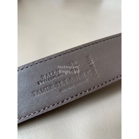 Bally Calf Leather Stripe Gold Pin Buckle 34mm Belt Red