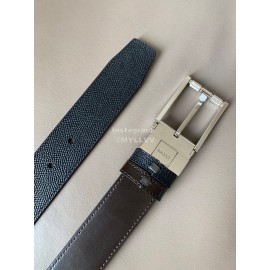 Bally Black Calf Leather Rotating Pure Copper Silver Buckle 34mm Belt