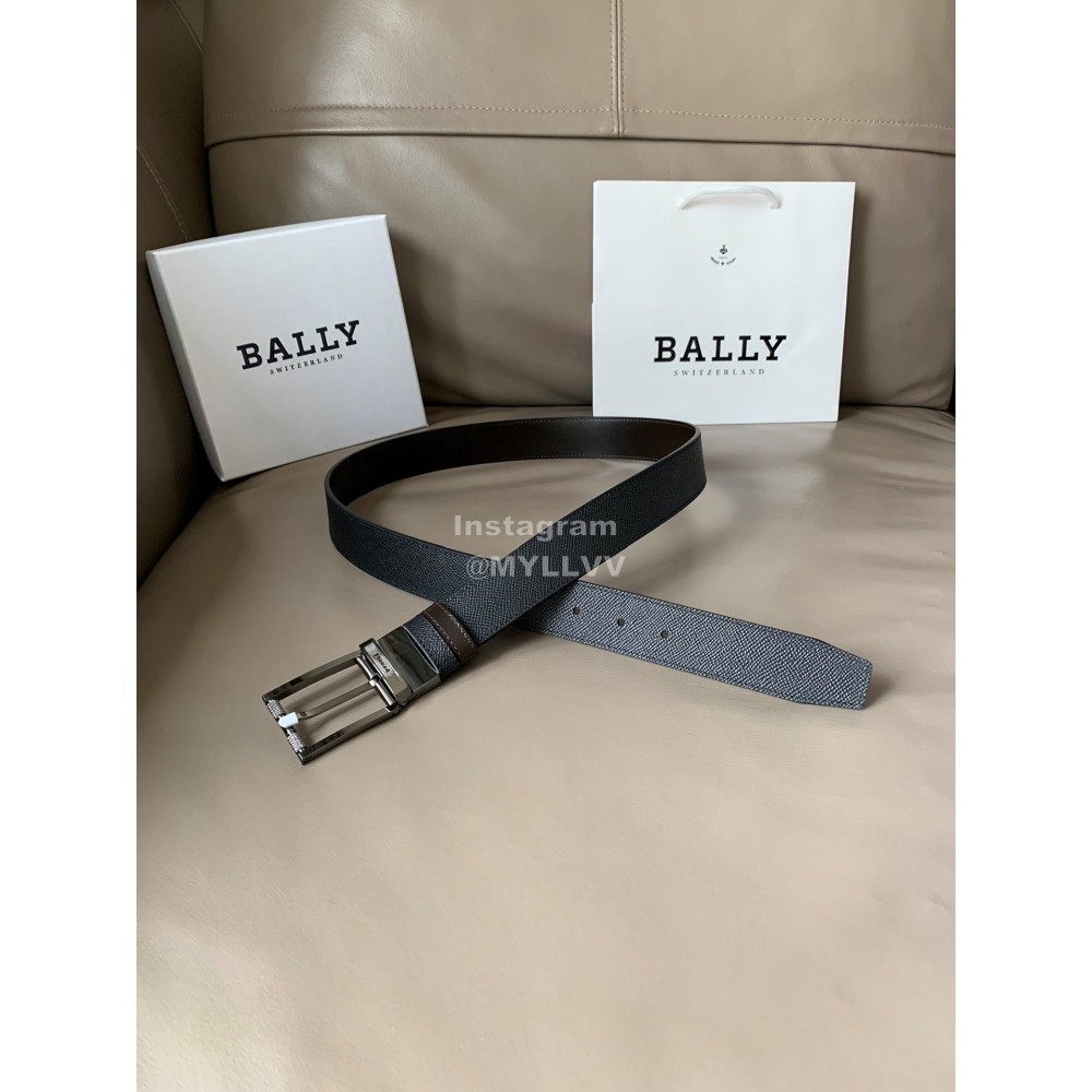 Bally Black Calf Leather Rotating Pure Copper Gun Color Buckle 34mm Belt
