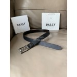 Bally Black Calf Leather Rotating Pure Copper Gun Color Buckle 34mm Belt
