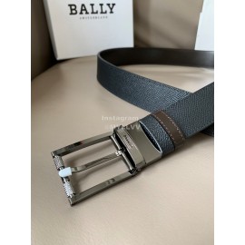 Bally Black Calf Leather Rotating Pure Copper Gun Color Buckle 34mm Belt