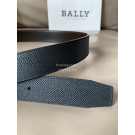 Bally Black Calf Leather Rotating Pure Copper Gun Color Buckle 34mm Belt