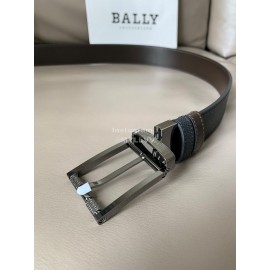 Bally Black Calf Leather Rotating Pure Copper Gun Color Buckle 34mm Belt