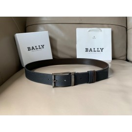 Bally Black Calf Leather Rotating Pure Copper Gun Color Buckle 34mm Belt