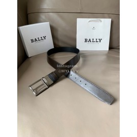 Bally Black Calf Leather Rotating Pure Copper Gun Color Buckle 34mm Belt