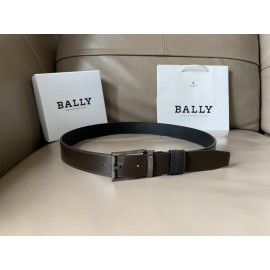Bally Black Calf Leather Rotating Pure Copper Gun Color Buckle 34mm Belt