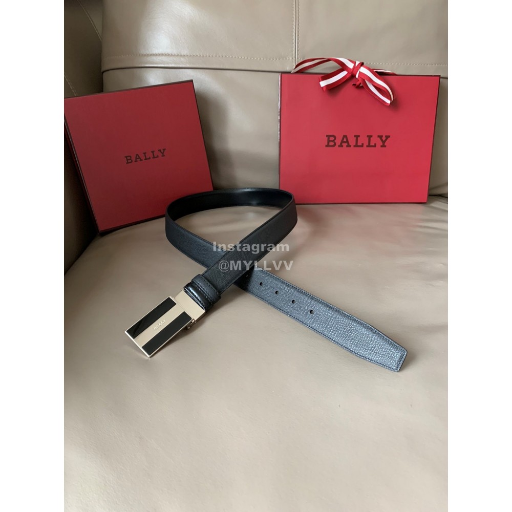 Bally Calf Leather Enamel Buckle 34mm Leisure Belt For Men