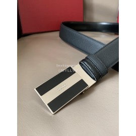 Bally Calf Leather Enamel Buckle 34mm Leisure Belt For Men