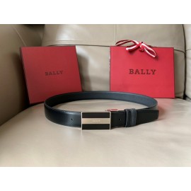 Bally Calf Leather Enamel Buckle 34mm Leisure Belt For Men