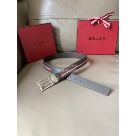 Bally Fashion Calf Leather Stripe Silver Pin Buckle 34mm Leisure Belt