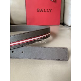 Bally Fashion Calf Leather Stripe Silver Pin Buckle 34mm Leisure Belt