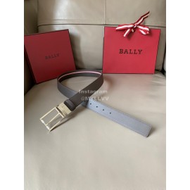 Bally Fashion Calf Leather Stripe Silver Pin Buckle 34mm Leisure Belt