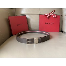 Bally Fashion Calf Leather Stripe Silver Pin Buckle 34mm Leisure Belt