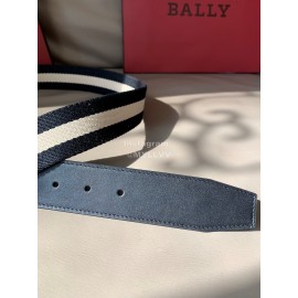 Bally Calf Leather Stripe Vintage Silver Pin Buckle 40mm Belt