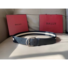 Bally Calf Leather Stripe Vintage Silver Pin Buckle 40mm Belt