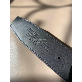 Bally Calf Leather Stripe Vintage Silver Pin Buckle 40mm Belt