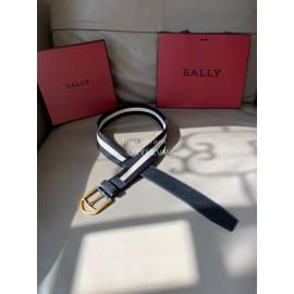 Bally Calf Leather Stripe Vintage Gold Pin Buckle 40mm Belt