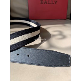 Bally Calf Leather Stripe Vintage Gold Pin Buckle 40mm Belt