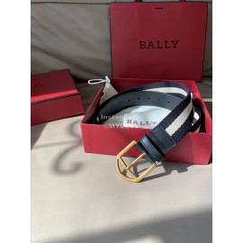 Bally Calf Leather Stripe Vintage Gold Pin Buckle 40mm Belt