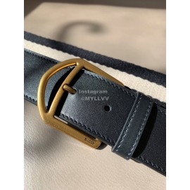 Bally Calf Leather Stripe Vintage Gold Pin Buckle 40mm Belt