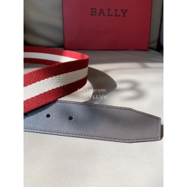 Bally Calf Leather Stripe Vintage Silver Pin Buckle 40mm Belt Red