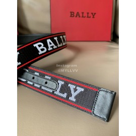 Bally Canvas Jacquard Metal Silver Pin Buckle 40mm Belt Red