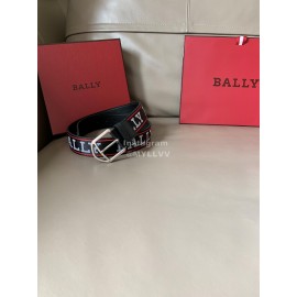 Bally Canvas Jacquard Metal Silver Pin Buckle 40mm Belt Red