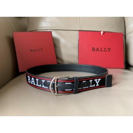 Bally Canvas Jacquard Metal Silver Pin Buckle 40mm Belt Red