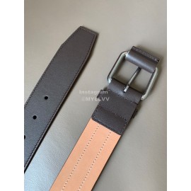 Bally Calf Leather Stripe Vintage Gold Pin Buckle 40mm Belt For Men Gray