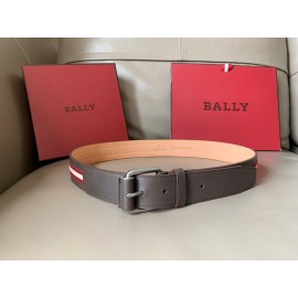 Bally Calf Leather Stripe Vintage Gold Pin Buckle 40mm Belt For Men Gray