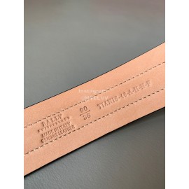 Bally Calf Leather Stripe Vintage Gold Pin Buckle 40mm Belt For Men Gray