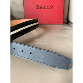 Bally Calf Leather Stripe Vintage Gold Pin Buckle 40mm Belt For Men Black