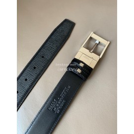 Bally New Black Calf Leather Silver Pin Buckle Belt For Men 