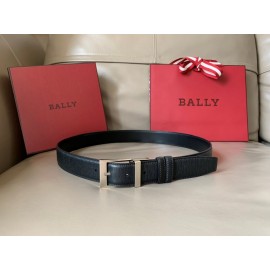 Bally New Black Calf Leather Silver Pin Buckle Belt For Men 
