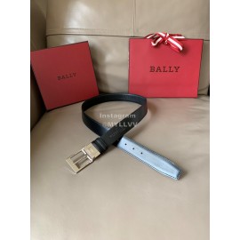 Bally New Black Calf Leather Silver Pin Buckle Belt For Men 