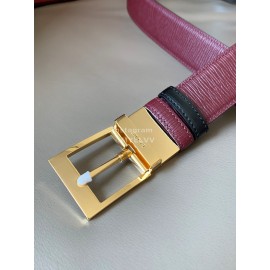 Bally New Calf Leather Gold Pin Buckle Belt For Men Wine Red