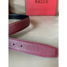 Bally New Calf Leather Gold Pin Buckle Belt For Men Wine Red
