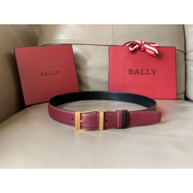 Bally New Calf Leather Gold Pin Buckle Belt For Men Wine Red