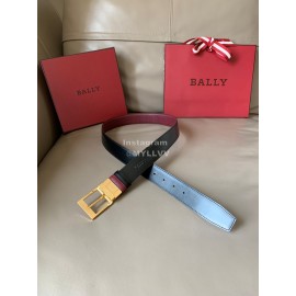 Bally New Calf Leather Gold Pin Buckle Belt For Men Wine Red