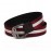 Bally Calf Leather Textile Stripe Gun Color Buckle 35mm Belt Red