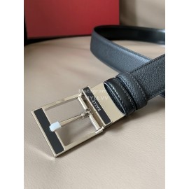 Bally New Calf Leather Silver Pin Buckle Belt For Men Black