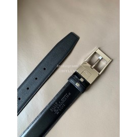 Bally New Calf Leather Silver Pin Buckle Belt For Men Black