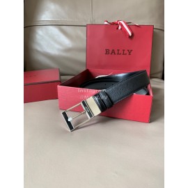 Bally New Calf Leather Silver Pin Buckle Belt For Men Black