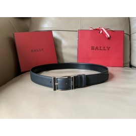 Bally New Calf Leather Silver Pin Buckle Belt For Men Black