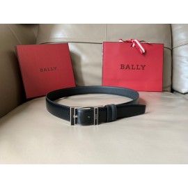 Bally New Calf Leather Silver Pin Buckle Belt For Men Black