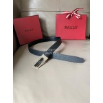 Bally Fabazia Black Calf Leather Silver Buckle Belt 